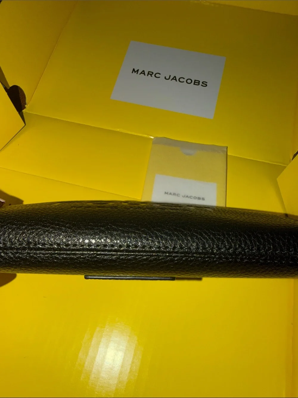 Marc Jacobs Black Embossed 'The Pouch' Leather Wristlet Key & Card Holder